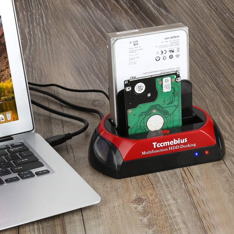 Tccmebius USB 2.0 Hard Drive Docking Station, TCC-S867-US USB 2.0 to 2.5 3.5 Inch SATA IDE Dual Slots Reader External Enclosure, for 2.5" 3.5" IDE SATA I/II/III HDD SSD - Image 2